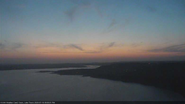 Lake Travis webcam, July 16, 2020 9:00 PM CT