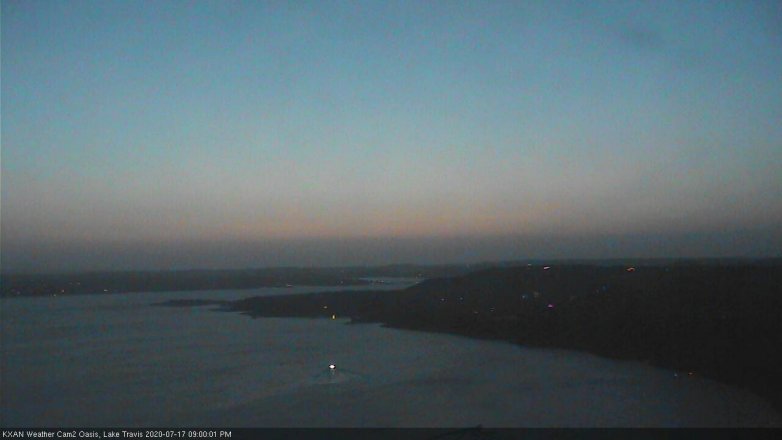 Lake Travis webcam, July 17, 2020 9:00 PM CT