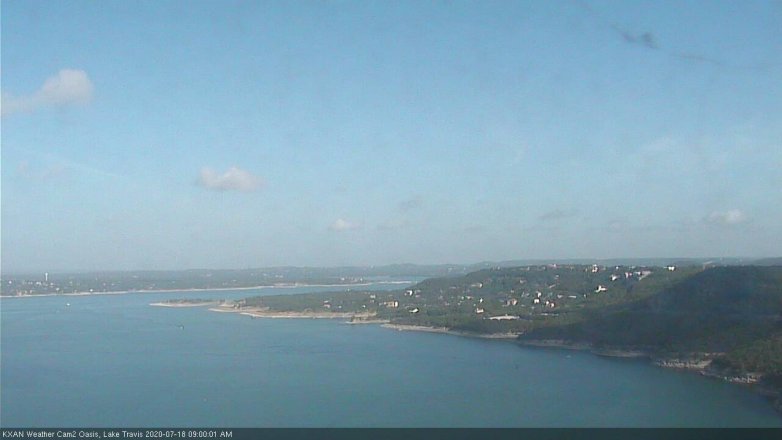 Lake Travis webcam, July 18, 2020 9:00 AM CT