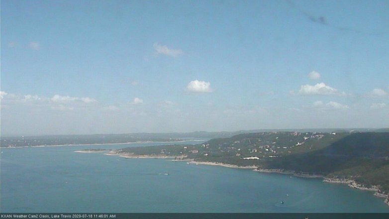 Lake Travis webcam, July 18, 2020 11:45 AM CT