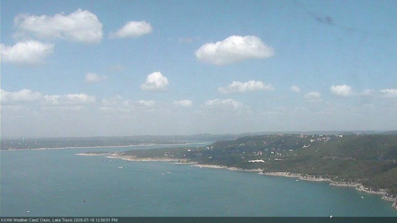 Lake Travis webcam, July 18, 2020 12:00 PM CT