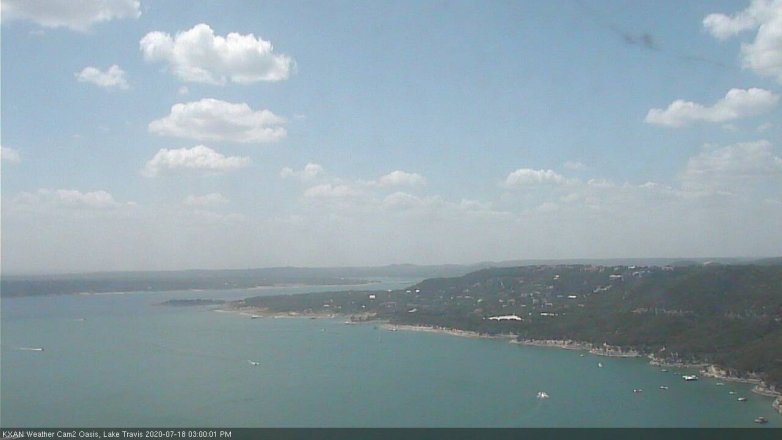 Lake Travis webcam, July 18, 2020 3:00 PM CT