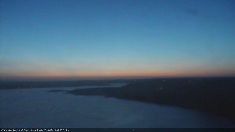 Lake Travis webcam, July 18, 2020 9:00 PM CT