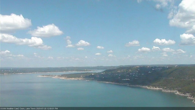 Lake Travis webcam, July 20, 2020 12:00 PM CT