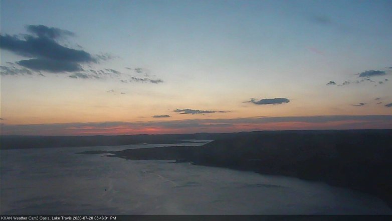 Lake Travis webcam, July 20, 2020 8:45 PM CT