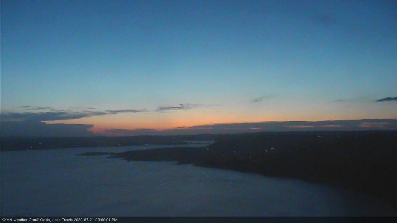 Lake Travis webcam, July 21, 2020 9:00 PM CT