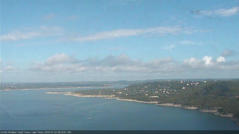 Lake Travis webcam, July 22, 2020 9:25 AM CT