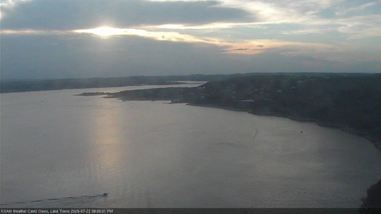 Lake Travis webcam, July 22, 2020 8:00 PM CT