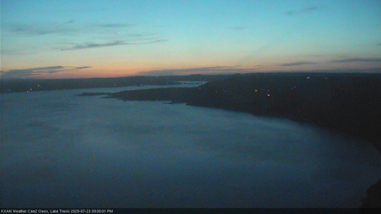 Lake Travis webcam, July 23, 2020 9:00 PM CT