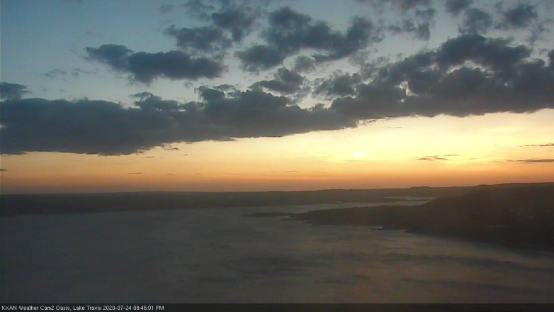 Lake Travis webcam, July 24, 2020 8:45 PM CT