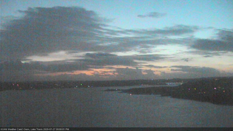 Lake Travis webcam, July 27, 2020 9:00 PM CT