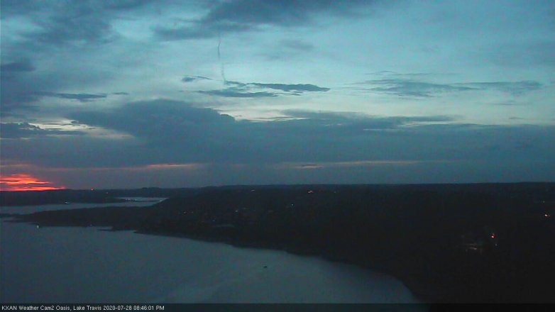 Lake Travis webcam, July 28, 2020 8:45 PM CT