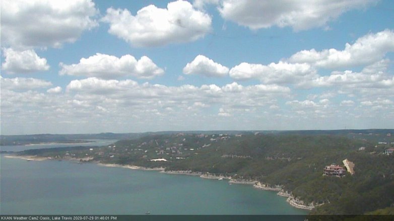 Lake Travis webcam, July 29, 2020 1:45 PM CT