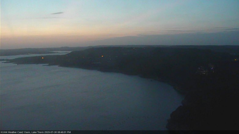 Lake Travis webcam, July 30, 2020 8:45 PM CT