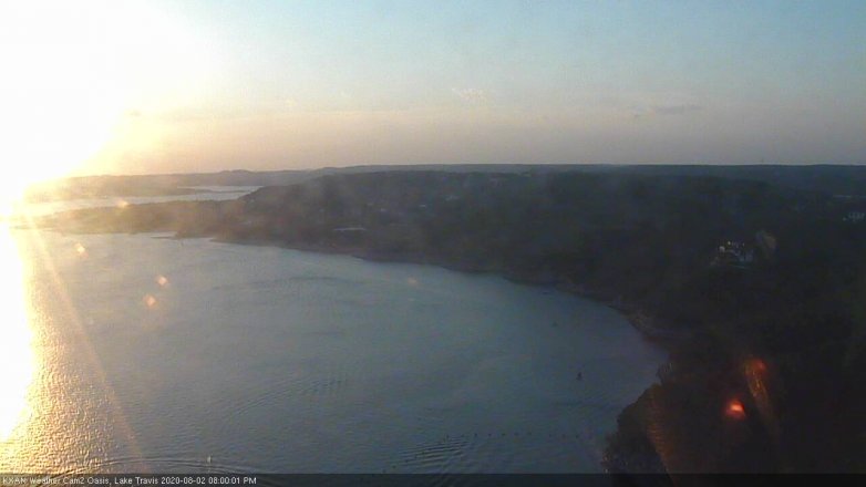 Lake Travis webcam, August 2, 2020 8:00 PM CT
