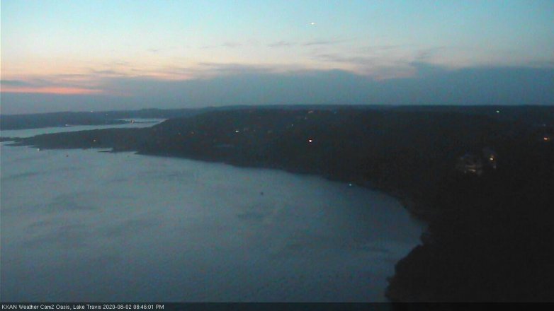Lake Travis webcam, August 2, 2020 8:45 PM CT
