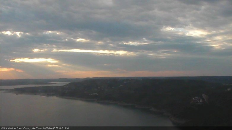Lake Travis webcam, August 3, 2020 7:45 PM CT