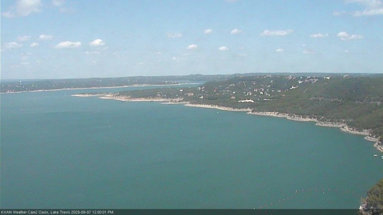 Lake Travis webcam, August 7, 2020 12:00 PM CT