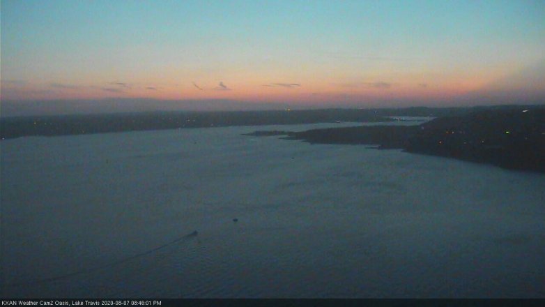 Lake Travis webcam, August 7, 2020 8:45 PM CT