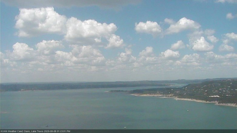 Lake Travis webcam, August 8, 2020 1:25 PM CT