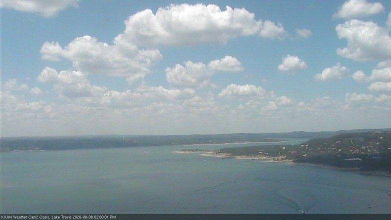 Lake Travis webcam, August 8, 2020 2:00 PM CT