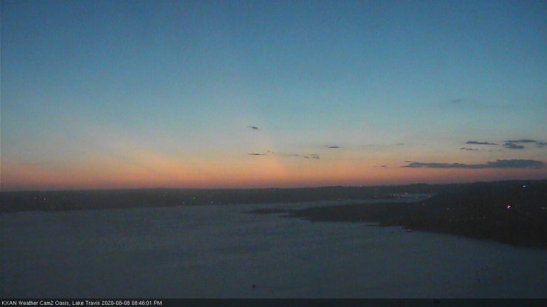Lake Travis webcam, August 8, 2020 8:45 PM CT