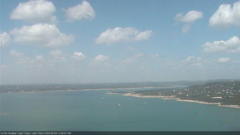 Lake Travis webcam, August 9, 2020 12:00 PM CT