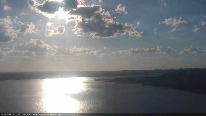Lake Travis webcam, August 10, 2020 6:45 PM CT