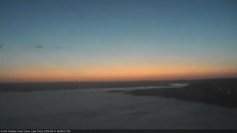 Lake Travis webcam, August 11, 2020 8:45 PM CT