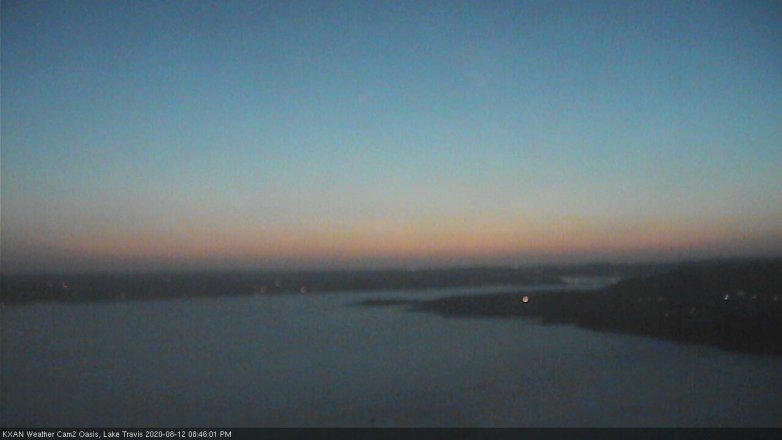 Lake Travis webcam, August 12, 2020 8:45 PM CT