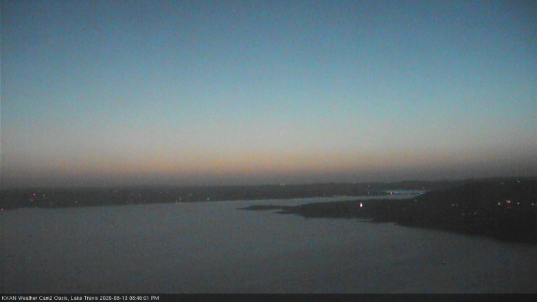 Lake Travis webcam, August 13, 2020 8:45 PM CT
