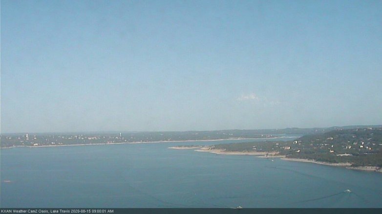 Lake Travis webcam, August 15, 2020 9:00 AM CT