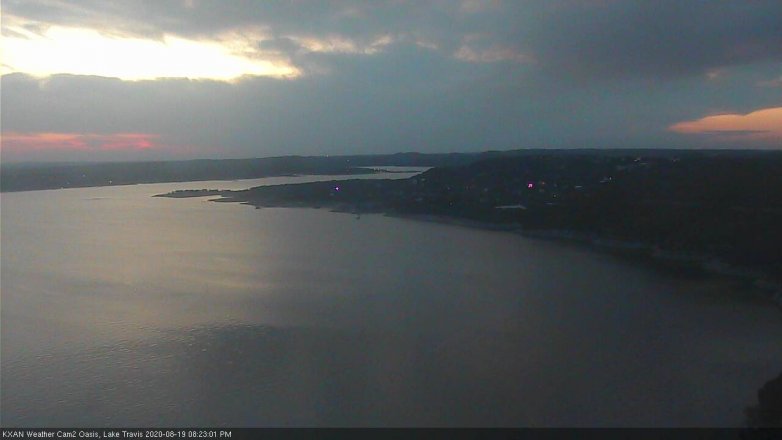 Lake Travis webcam, August 19, 2020 8:25 PM CT