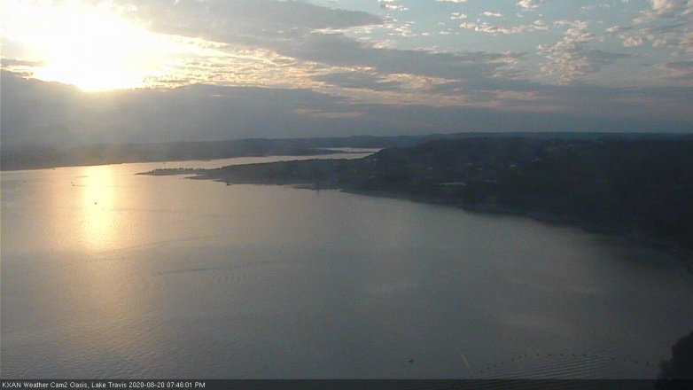 Lake Travis webcam, August 20, 2020 7:45 PM CT