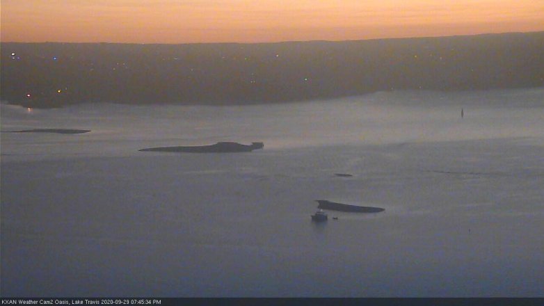 Lake Travis webcam, September 29, 2020 7:45 PM CT