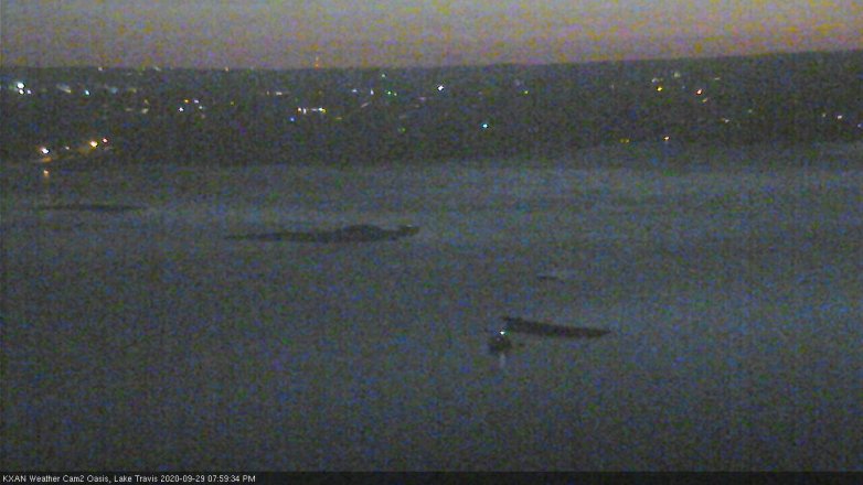 Lake Travis webcam, September 29, 2020 8:00 PM CT