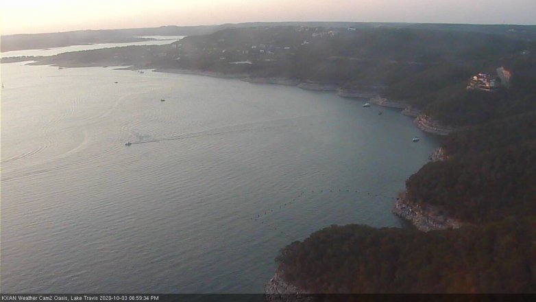 Lake Travis webcam, October 3, 2020 7:00 PM CT