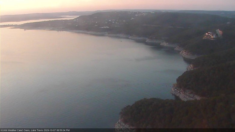 Lake Travis webcam, October 7, 2020 7:00 PM CT