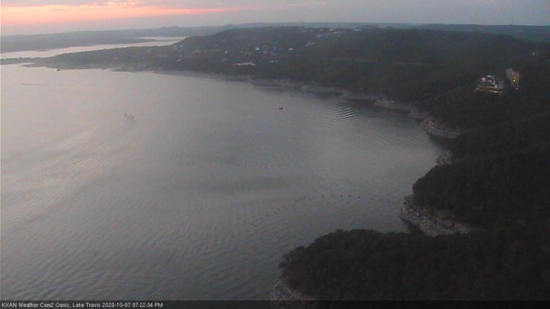 Lake Travis webcam, October 7, 2020 7:25 PM CT