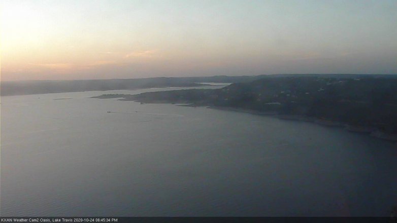 Lake Travis webcam, October 24, 2020 6:45 PM CT
