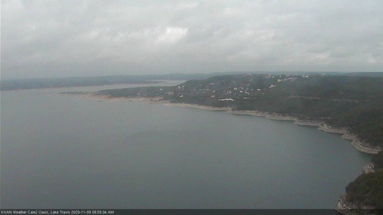 Lake Travis webcam, November 9, 2020 9:00 AM CT