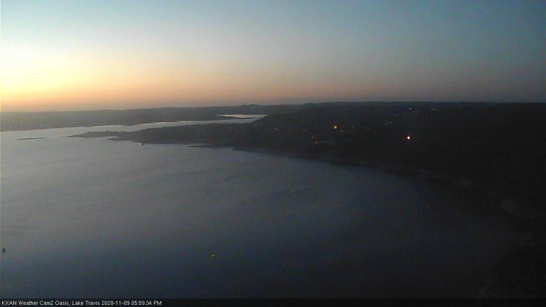 Lake Travis webcam, November 9, 2020 6:00 PM CT