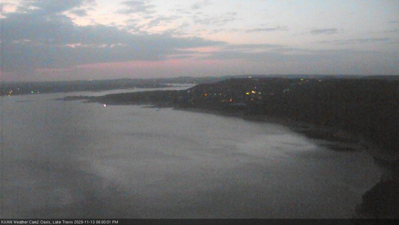 Lake Travis webcam, November 13, 2020 6:00 PM CT