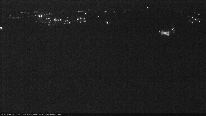 Lake Travis webcam, December 3, 2020 8:00 PM CT