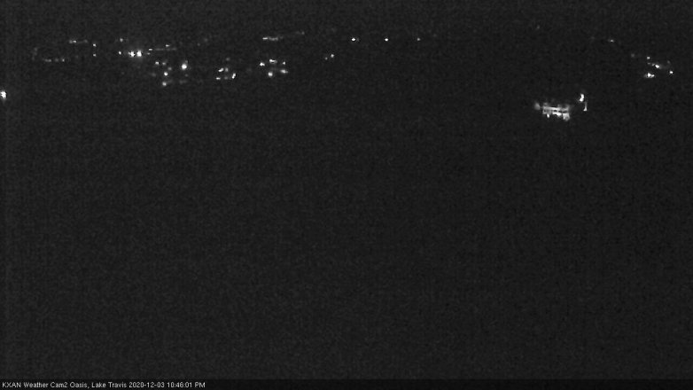 Lake Travis webcam, December 3, 2020 10:45 PM CT