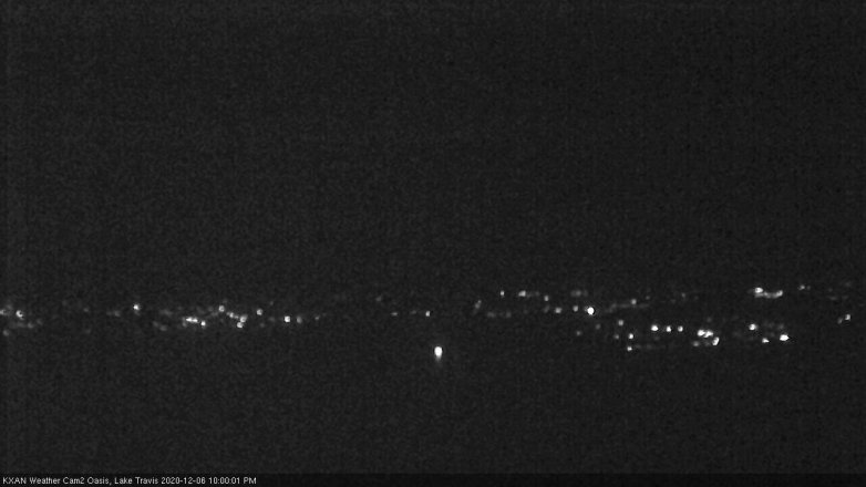 Lake Travis webcam, December 6, 2020 10:00 PM CT
