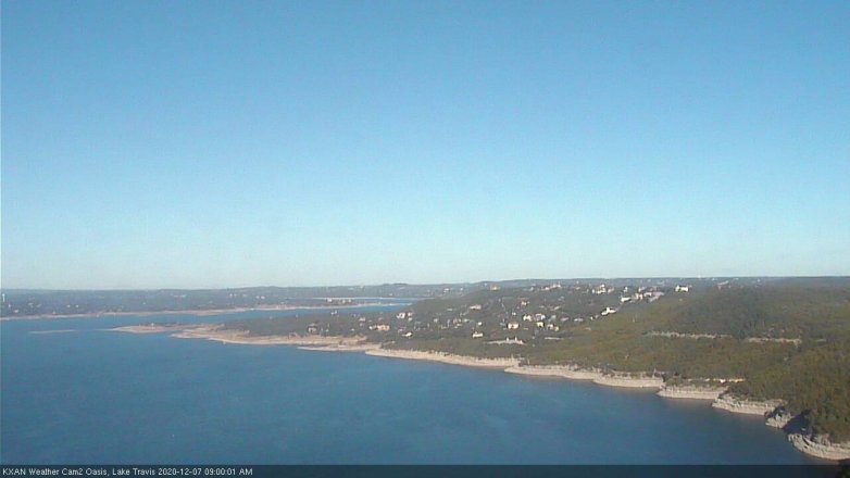 Lake Travis webcam, December 7, 2020 9:00 AM CT