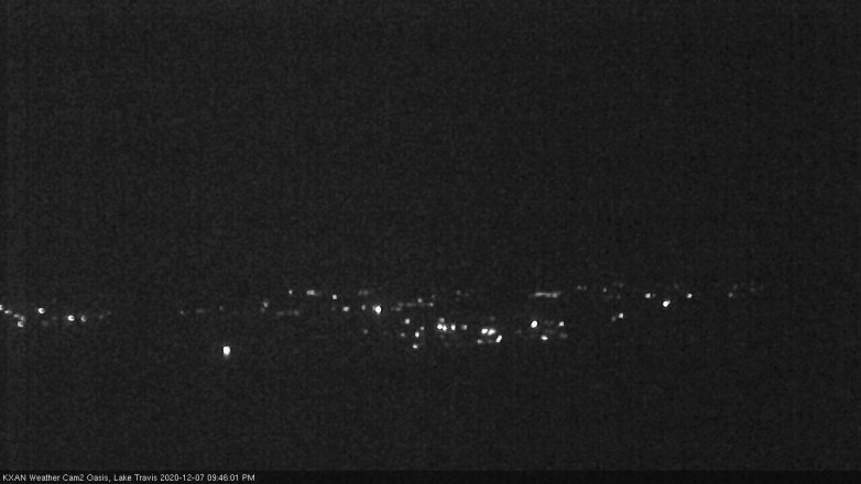 Lake Travis webcam, December 7, 2020 9:45 PM CT