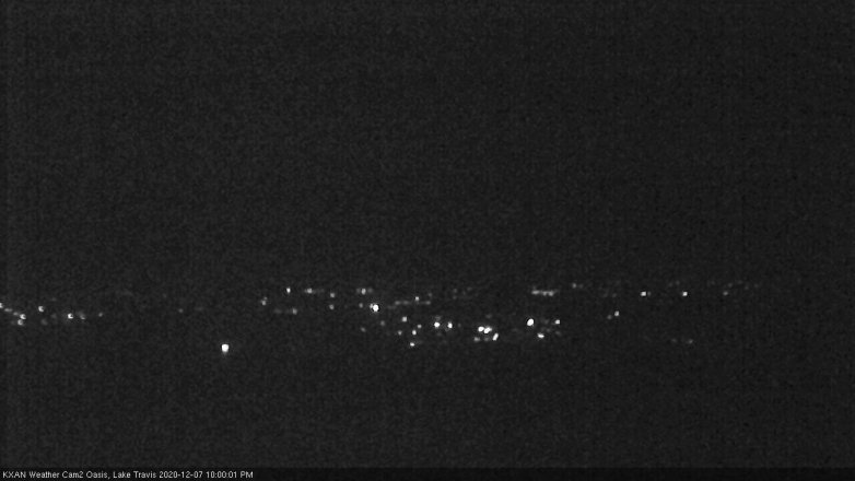 Lake Travis webcam, December 7, 2020 10:00 PM CT