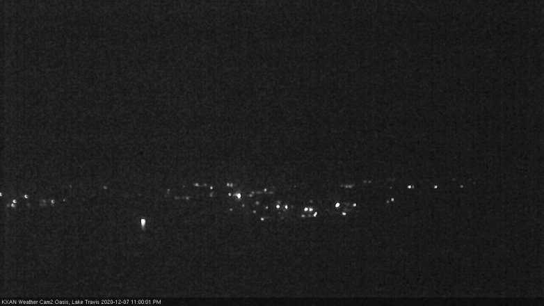 Lake Travis webcam, December 7, 2020 11:00 PM CT